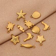 5pcs Stainless Steel Gold-Plated Marine Life Pendant DIY Jewelry Making Pendant For Women To Wear On Summer Beach Vacations - Pendants - View 6
