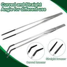 2PCS Stainless Steel Reptile Feeding Tongs With Rubber Tip, 10.6 Straight And Curved Long Tweezers Terrarium Aquascape Tools Feeder Lizards, Bearded Snake Enclosure Accessories - 1 - View 3