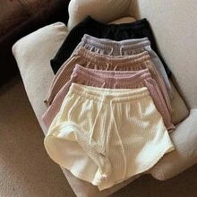 Pantalones de pierna ancha mujer verano fuera suelta delgada de gran tamaño de cintura alta deportes ocio pantalones cortos mujer - Blanco - Ver 2