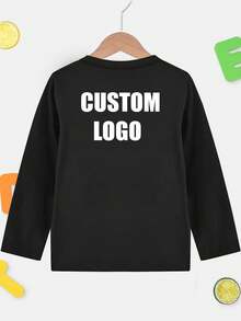 Customized Long Sleeve Tops For Kids Boys And Girls - Customized Icon LOGO/Halloween/Christmas/Class Uniform/Dance Team LOGO/Customized Photo/Birthday/Anniversary/Pet/Text/Unique T-Shirt With Stretch