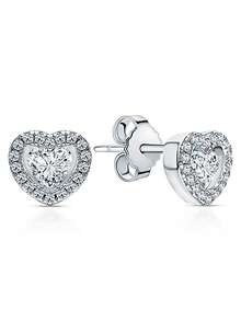 一对925纯银时尚微镶心形耳环，简约优雅，适合日常佩戴、派对以及作为情人节礼物。 - 愛心 - 查看 10