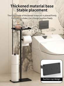 1 pièce Support de papier toilette autoportant avec étagère de rangement - Organisateur de salle de bain 2 niveaux pour rouleaux et mouchoirs, design gain de place, parfait pour les salles de bain modernes ou comme cadeau de Noël/Halloween. Accessoires de toilette, design minimaliste, construction durable