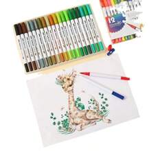 12pcs24pcs36pcs48pcscolor Brushes, Markers, Water-Based Dual Head Watercolor Pens, Color Washable Soft Head Pen Set, Both Heads Can Be Used, Water-Based Marker Pen Set Available For Selection, Holiday Gifts, Christmas Gifts