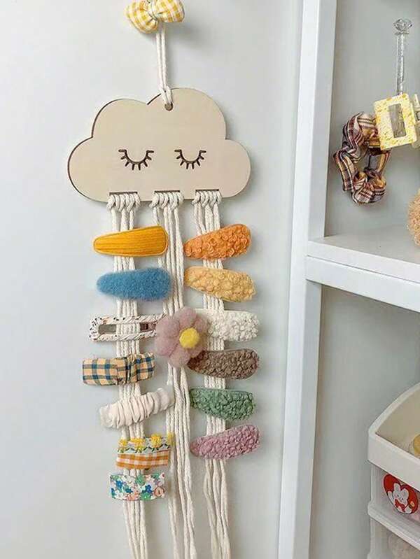 1 pièce Rangement pour pinces à cheveux pour enfants, support d'affichage d'accessoires pour cheveux en forme de nuage, organisateur d'ornements capillaires pour enfants, crochet de décoration murale