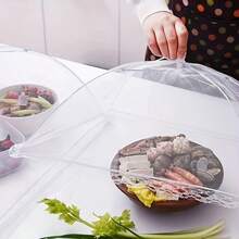 Haltbare große Pop-up Weiße Mesh Lebensmittel-Abdeckung Zelt - zusammenfaltbar und waschbar, ideal für Outdoor und Küche, Picknick, Grillen und Partys, Frühstück und Buffet Speisen-Präsentation | Transparentes Mesh-Design | Tragbare Lebensmittel-Abdeckung Unterstand, unerlässlich für Picknicks