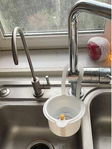 1 pieza Cesta de drenaje para fregadero de cocina, rejilla de drenaje de grifo de apertura/cierre con un clic, organizador de almacenamiento para lavado de verduras - Multicolor - Ver 9