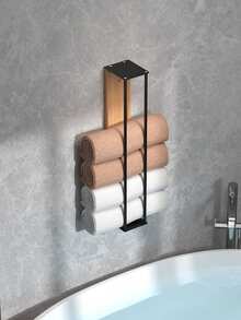 1 件浴室壁挂式毛巾架，毛巾收纳架，壁挂式毛巾架，易于安装，无需打孔或冲孔安装，适用于浴室毛巾收纳，卷起毛巾收纳，浴室配件 - 黑色 - 查看 7