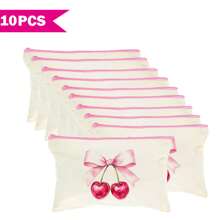 1/5/10/20pcs Sweet Pattern Canvas Zipper Bags Gift Storage Pouch Set, Y2K Style Bow Decor Accessory Organizer Bags, Essential For Ladies Party Butterfly Theme, Versatile Makeup Brush Holder, Stationery Pouch, Party Favor Bags