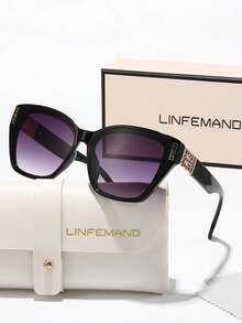 LINFEMAND 时尚猫眼装饰眼镜，独特的奢华女士配饰，适合高端活动、派对、晚宴和节日礼物 - 彩色 - 查看 3