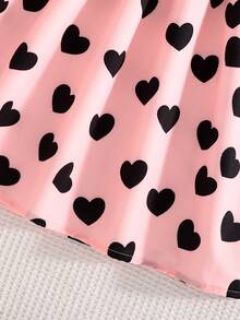 Váy xuân thu đơn giản đa năng cho bé gái, Áo dài tay cổ tròn màu trơn cho bé gái lớn in họa tiết trái tim, Váy dài ngang gối thoải mái khi mặc ngoài trời, Trang phục phong cách đường phố cho bé gái - màu đen - Xem 6