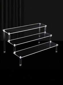 Suporte de acrílico para exposição, organizador de mesa transparente em camadas para mini estátuas/estatuetas, prateleira de exposição escalonada
