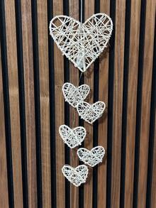 1pc Handmade Rattan Heart Shaped Wind Chimes, Decoration Light, Birthday Gift - White - View 9