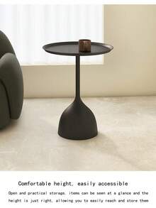 BAIYEUSO Juego de 2 mesas de centro, mesa de centro redonda de diseñador en hierro fundido, mesa auxiliar para espacios pequeños, sala de estar, dormitorio, oficina, regalo, negro - Negro - Ver 9