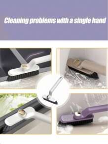 3/2/1 pieza Cepillo giratorio multifuncional para cocina y baño, cepillo de limpieza giratorio 2 en 1 - Plástico morado duradero, cerdas rígidas de 360°, descontaminación potente sin dañar las superficies, adiós a la grasa y el sarro persistentes, conector en forma de V, satisface diferentes necesidades de limpieza, adecuado para la limpieza de azulejos y juntas del baño, estufa, azulejos, vidrio, inodoro, fregadero Cepillo giratorio multifuncional para la limpieza de grietas en el baño