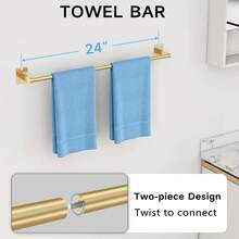 Matte Black Bathroom Accessories Set, KLJKPA 4 Pieces Bathroom Hardware Set, 24 Inch Towel Bar, Towel Racks For Bathroom, Robe Towel Hooks, Toilet Paper Holder Wall Mounted - Gold - View 2