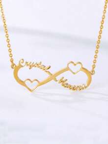 定制个性化无限项链，男女皆宜，手工制作的不锈钢心形吊坠名字项链，是送给家人、朋友、女儿、周年纪念、生日、日常穿着、舞会、母亲节、情人节、毕业典礼、婚礼的理想礼物 - 彩色 - 查看 2