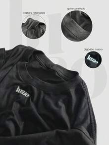 Kit 3 Oversized T-Shirts For Men And Women Unisex Streetwear Plain Academia Lumo Premium 100% Cotton - 黑色 - 查看 5