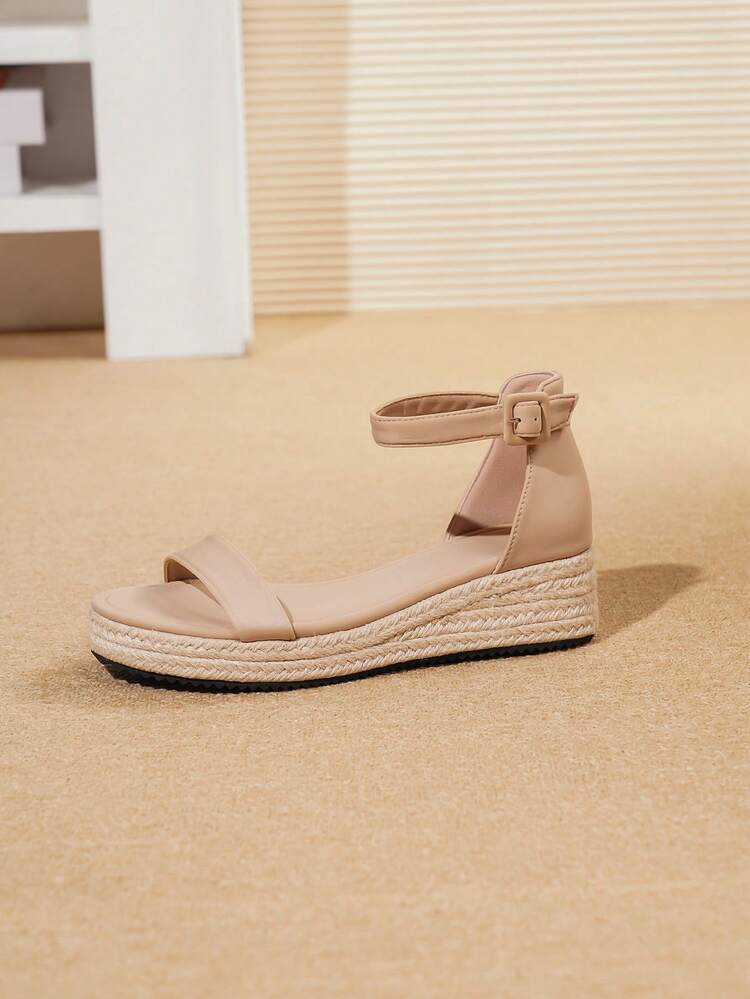 Sandali con zeppa da donna, sandali da donna, scarpe da donna, sandali con zeppa, corda di paglia, infradito, adatti per l'uso in tutte le stagioni, vacanze, feste, casual, spiaggia, primavera estate - Cachi - Visualizzare 6