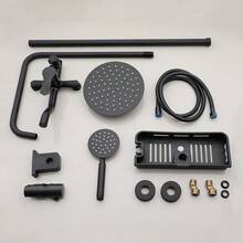 Matte Black Shower System 8 Inch Rainfall Shower Head 3 Function Exposed Shower Fixtures Wall Mounted Bathroom Shower Set With Shower Caddy - màu đen - Xem 2