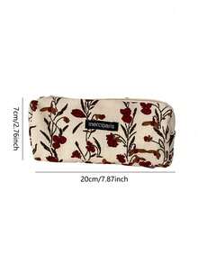 1 件复古艺术化妆刷收纳袋便携式化妆收纳整理袋带拉链多功能铅笔盒适合女士和女孩适合日常使用旅行必需品度假暑假返校学校用品袋学校旅行包女士化妆包旅行用品