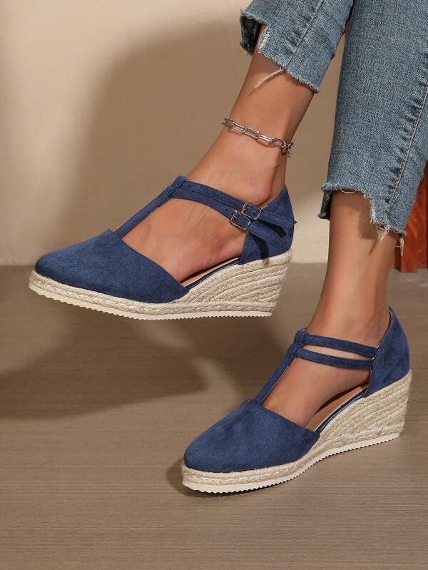 Elegant Fashion Casual Versatile Daily Commute Solid Color Casual Commute Outdoor Party Elegant Party Holiday Fashion Knitted Lace-Up Women's Thick Bottom Wedge High Heel Shoes, Autumn, Festival, Wedding, Holiday, Party, Indoor & Outdoor, All Seasons
