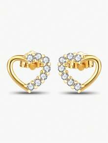 A Pair Of 925 Sterling Silver Asymmetrical Heart-Shaped Earrings, Women's Jewelry, A Casual And Exquisite Women's Jewelry Gift For Valentine's Day.