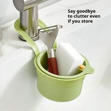 1 pieza Cesta de drenaje para fregadero de cocina, rejilla de drenaje de grifo de apertura/cierre con un clic, organizador de almacenamiento para lavado de verduras - Multicolor - Ver 10