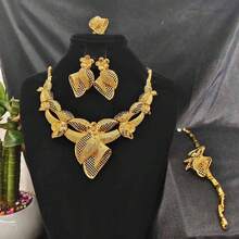 5pcs Middle Eastern Bridal Jewelry Set Necklace Earrings Ring Bracelet Accessory