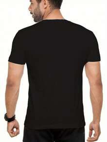 Camiseta gráfica audaz para hombres - Diseño impreso en 3D "No soy grosero", camiseta de algodón de corte relajado con cuello redondo, lavable a máquina, perfecta para la diversión al aire libre en verano, ropa de ocio al aire libre| Camiseta con gráfico de calavera| Elasticidad media - Negro - Ver 7