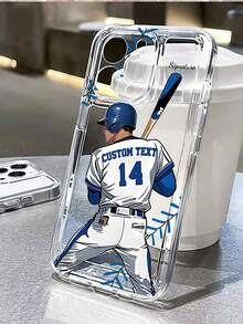 1pc Customizable Baseball Theme Transparent Phone Case, Compatible With IPhone 16 Pro Max/15/17/13/12 Mini/11/XS Max/6 7 8 Plus, Made Of TPU Material, Best Gift For Baseball Fans - White - View 9