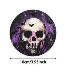 1 set/4 pièces/6 pièces de dessous de verre en boue de diatomées à motif de cadre de crâne violet d'Halloween, dessous de verre à fleurs pour café, décoration multioccasion pour la maison et le restaurant, cadeaux quotidiens, décoration de table, décoration quotidienne, décoration de fête à thème