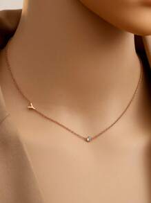 Tsnamer 1 件侧向首字母项链简约 26 个字母 A-Z 个性化名字颈链项链适合女士女孩搭配日常珠宝礼物 - 項鍊 - 查看 53