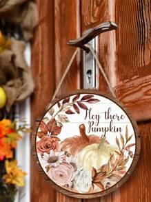 1pc/120Pcs Autumn Decor Door Sign, Hey There Pumpkin Pattern Wood Round Sign Hanging Ornaments For Harvest Home Front Porch Living Room Bedroom Autumn Thanksgiving Holiday Door Decoration