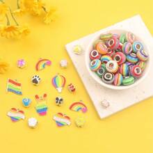 15/82pcs Resin Material Bracelet Making Set, Striped Large Hole Bead Jewelry Making Set, Personalized Multifunctional Rainbow Pendant Decoration DIY Summer Beach Ankle Bracelet Earrings Keychain Phone Chain Wedding Party Holiday Gift Accessories