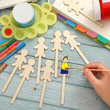 50 Pieces Of Giant Wooden Craft Rods - Human-Shaped, Suitable For DIY Projects, Classrooms And Home Decoration, Wooden Craft Cuts, Wooden Craft Shapes - Apricot - View 2