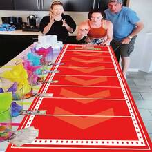 1 peça de corredor de mesa de jogo familiar com rolagem e pontuação para jogos de festa competitivos, noite de jogos, reuniões de carros, aniversário, Natal, aniversários, festas e festivais para formação de equipes, reuniões familiares, festas de amigos e eventos de festivais. - Multicolorido - Ver 14
