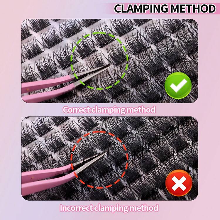 Single Cluster Segmented Natural 3D Lower Lashes False Eyelashes Set C Curl Dense Date Eyelashes False Eyelashes Halloween Lash Clusters Lash Clusters Kit - DIY-SET-476(粉紅三件組) - 查看 5