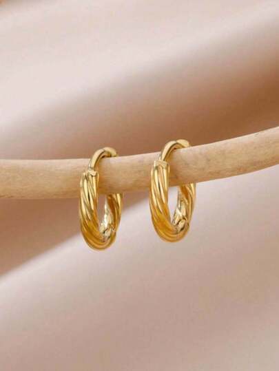 1 Paio Di Orecchini A Cerchio Intrecciati In Acciaio Inossidabile Di Moda, Orecchini Rotondi Per Accessori Da Donna, Orecchini A Perno In Acciaio Inossidabile Con Zirconia Cubica A Forma Di Cuore Per Donna, Orecchini In Acciaio Inossidabile Argento Stile Occidentale Per Accessori Gioielli Da Donna, Orecchini A Perno Vintage Per Il 4 Luglio Per Donna