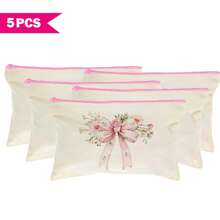 1/5/10/20pcs Sweet Pattern Canvas Zipper Bags Gift Storage Pouch Set, Y2K Style Bow Decor Accessory Organizer Bags, Essential For Ladies Party Butterfly Theme, Versatile Makeup Brush Holder, Stationery Pouch, Party Favor Bags