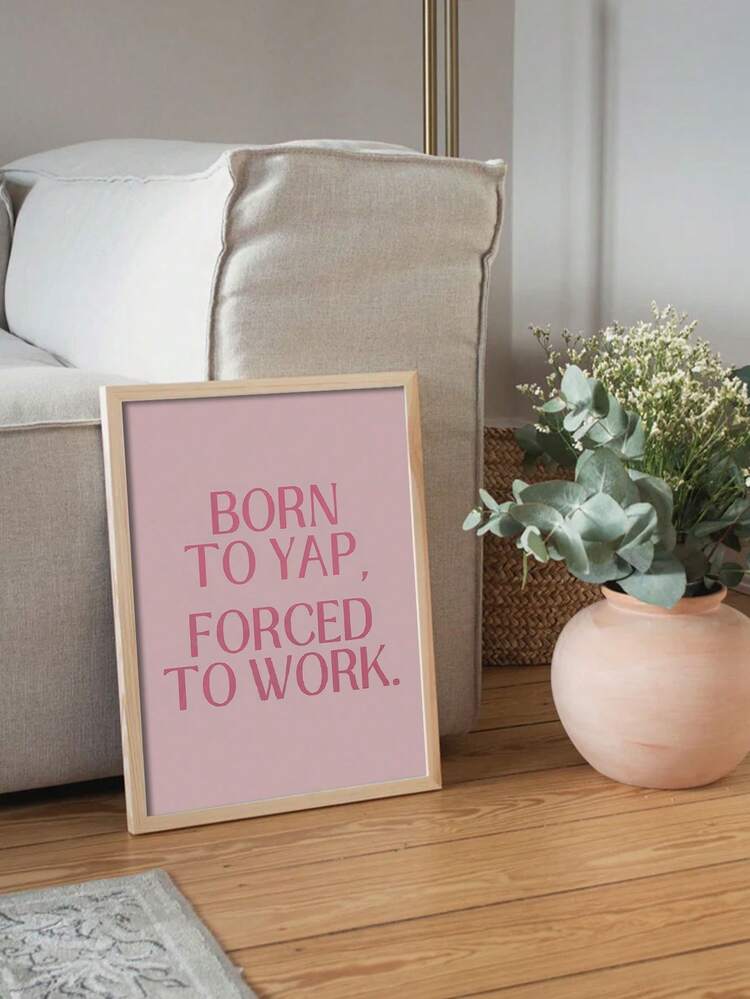 1 pièce "Née pour râler mais forcée de travailler" Thème imprimé, affiche de nageuse professionnelle ludique, décoration de style fille mignonne, art mural de cubicule de bureau, décoration rose adorable de dortoir, sans cadre - Multicolore - Voir 4