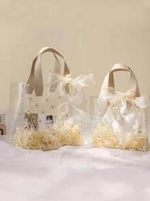 2 件/1 件厚透明 PVC 情人节礼品袋、圣诞礼物纪念品袋、婚礼回礼糖果盒手提袋、午餐袋 - 彩色 - 查看 16