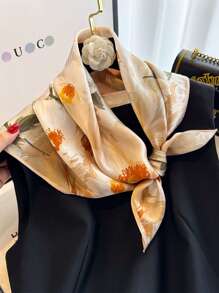 1 pieza Pañuelo, pañuelo para la cabeza, pañuelo para el cuello con estampado geométrico y floral