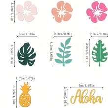 100/200pcs Hawaiian Luau Confetti Table DecorationsSummer Table Confetti Tropical Flowers Leaves PineapplesAloha Hawaiian Luau Party Decorations - Multicolor - View 4