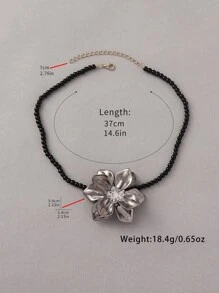 1 pieza Elegante collar gargantilla de camelias de perlas falsas recubiertas de acrílico y metal, adecuado para que las mujeres lo usen a diario, en fiestas y en ocasiones formales