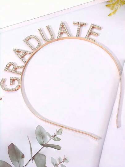 1pc Graduate Headband, Alloy Rhinestone Headpiece For Graduation Party, US/EU Fashion Hair Accessory