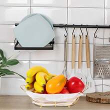 Cesta de cocina ovalada de metal para pan, fruta, alimentos diversos, etc. - Dorado - Ver 5