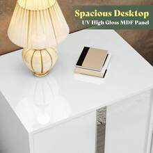 23.6" Modern Nightstand With Drawers – High Gloss UV Finish & Electroplated Pull Handle, Bedside Table For Bedroom - 白色 - 查看 6