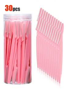 3/12/30/40/70pcs Pink Stainless Steel Eyebrow Trimming Tool Set - Women's Multi-Function Eyebrow Razor & Face Hair Removal Blades - Skin Care Tools - Suitable For Travel And Home Use