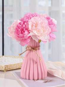 2 件/套坚固的塑料花瓶,带人造郁金香,适合装饰餐厅、客厅、阳台、咖啡厅、卧室、书房、派对、情人节礼物 - 粉色 - 查看 4