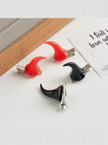 2pcs Black Horn Hair Clips, Halloween Decor Horns Mini Hair Clips, Cosplay Headpiece ,Hair Accessory, Claw Clips, Clips For Hair, Hair Slide, Hair Claws